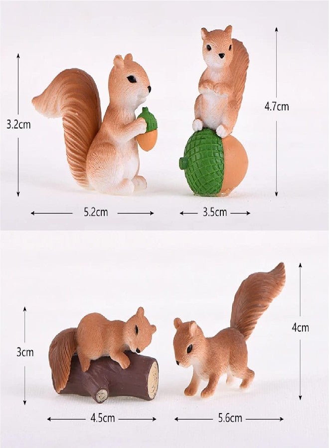 BHOOLU&GOOLU Resin Made Cute Squirrel Family Animal Figurine Miniature Showpiece - 4 Pcs Set (Size : 3-5 CM) - Image 2